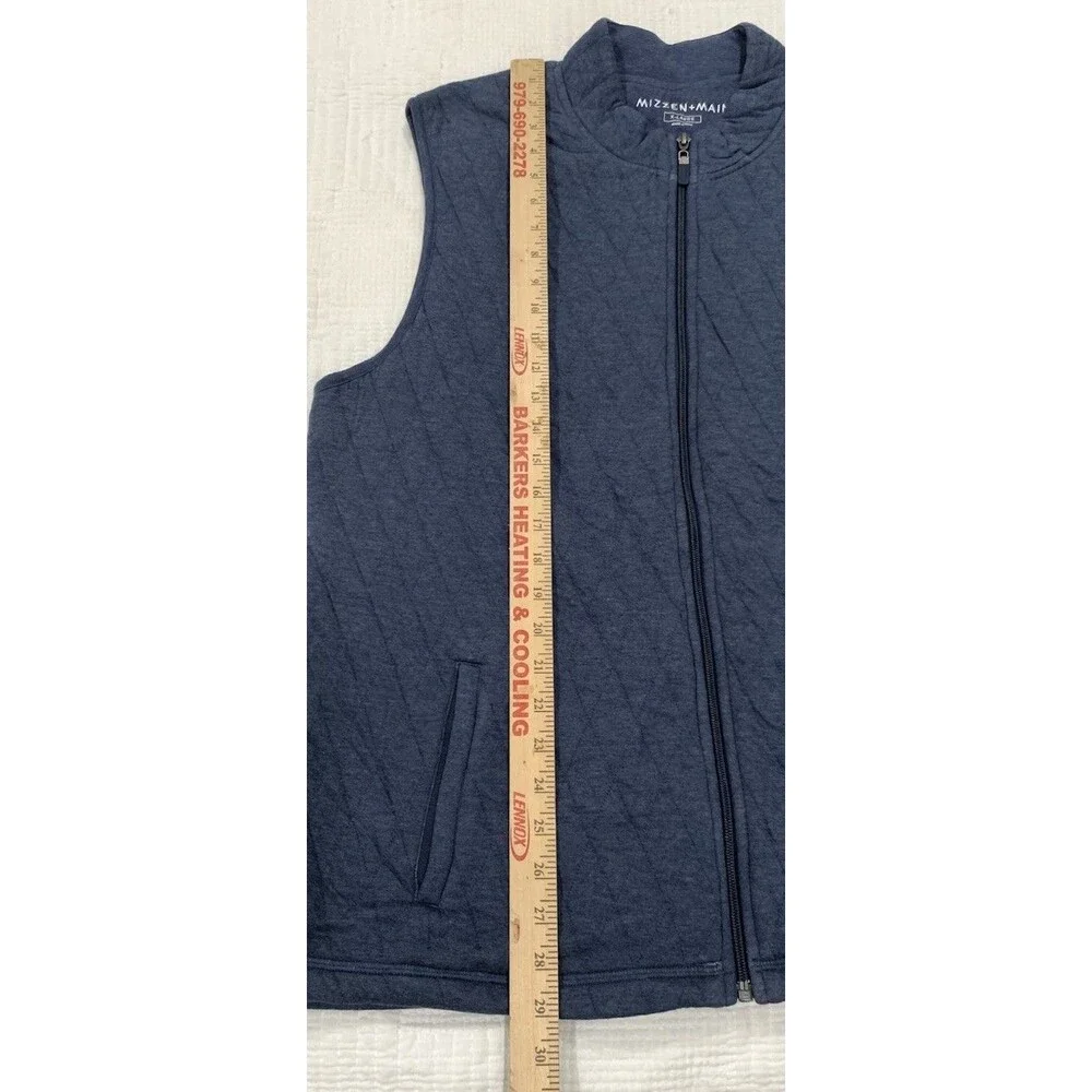Mizzen+Main MMV-1000 Mens XL Quilted Performance Vest Full Zip Heather Navy Blue